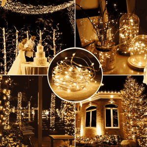 Fio De Fada 100 Led 10 Metros IP44 Bateria Cordão Pisca Luzes Lâmpadas Festa Decoração Árvore de Natal LuvinCo