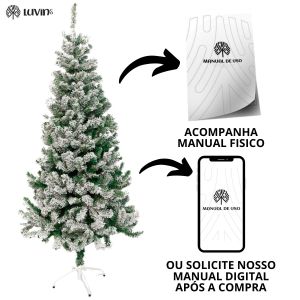 Árvore De Natal Pinheiro Nevada 2,10m 900 Galhos Premium Tradicional Grande Branca Cheia Neve Luxo Luvinco