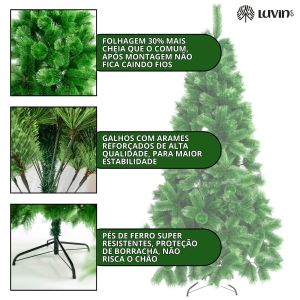 Árvore De Natal Pompom 577 Galhos 2.10m Luxo Grande Cheia Verde Mesclado