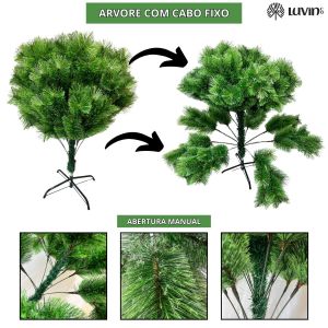 Árvore De Natal Pompom 577 Galhos 2.10m Luxo Grande Cheia Verde Mesclado