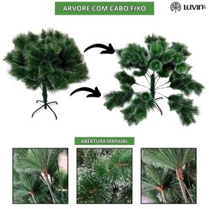 Árvore De Natal Pom Pom Verde Com Pontas Nevada 1,20m 170 Galhos Pequena Pinheiro Toque De Neve Cheia Luxo Luvinco