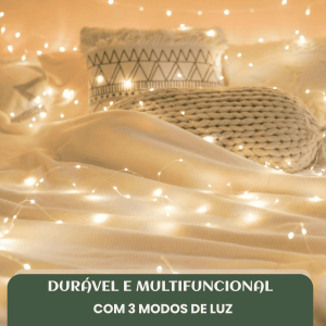 Fio De Fada 100 Led 10 Metros IP44  Bateria Cordão Pisca Luzes Lâmpadas Festa Decoração Árvore de Natal LuvinCo