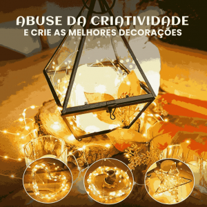 Fio De Fada 100 Led 10 Metros IP44  Bateria Cordão Pisca Luzes Lâmpadas Festa Decoração Árvore de Natal LuvinCo