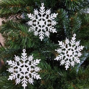 Flocos De Neve 10 Pendentes Grande C/ Glitter Decoração Enfeite Árvore Natal Branco/Vermelho/Dourado