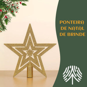 Kit 100 Bolas de Natal Mista Lisas Glitter Decoração Enfeite Árvore de Natal com Ponteira LuvinCo