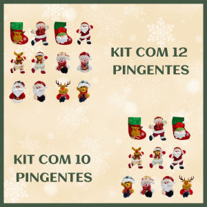 Kit 10/12 Pendentes Pelúcia Enfeite Árvore De Natal Papai Noel Grande 16cm Decoração LuvinCo
