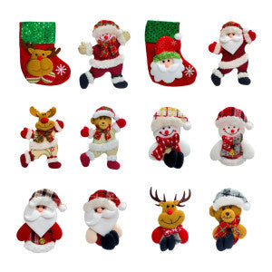 Kit 10/12 Pendentes Pelúcia Enfeite Árvore De Natal Papai Noel Grande 16cm Decoração LuvinCo