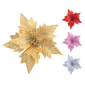 Kit 12 Flores Artificial Decoração Enfeite Árvore Natal Luxo LuvinCo