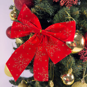Kit 3 Laços Árvore De Natal Glitter Grandes Enfeite Decoração Luxo Prata/Vermelho/Dourado LuvinCo