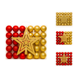 Kit 60 Bolas de Natal Mista Lisas Glitter Decoração Enfeite Árvore de Natal com Ponteira LuvinCo