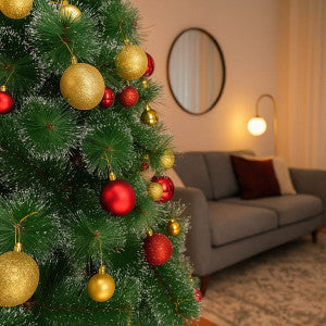 Kit 60 Bolas de Natal Mista Lisas Glitter Decoração Enfeite Árvore de Natal com Ponteira LuvinCo