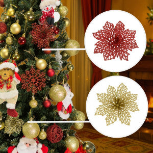 Kit C/6 Flor Enfeite Árvore De Natal Decoração Natalina Luxo LuvinCo