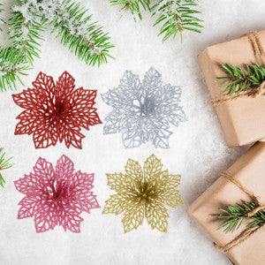 Kit C/6 Flor Enfeite Árvore De Natal Decoração Natalina Luxo LuvinCo