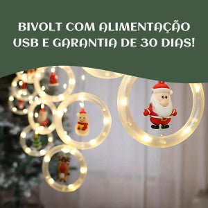 Pisca Cascata 130 Led IP65 Prova De Água  3,0m Cortina Varal Figura Decoração Natal Varal LuvinCo Bivolt