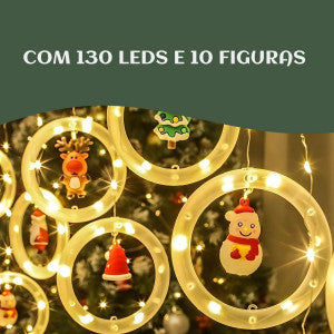Pisca Cascata 130 Led IP65 Prova De Água  3,0m Cortina Varal Figura Decoração Natal Varal LuvinCo Bivolt