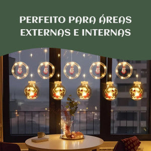 Pisca Cascata Varal 130Led 3,0m Circuito Bivolt USB Cordão Fio Fada e Figura A Prova De Água Decoração Natal LuvinCo