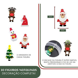 Pisca Cascata Varal 130Led 3,0m Circuito Bivolt USB Cordão Fio Fada e Figura A Prova De Água Decoração Natal LuvinCo
