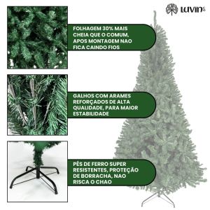 Árvore De Natal Pinheiro Canadense Luxo 2,70m 2000 Galhos Tradicional Verde Imperial Premium Grande Cheia LuvinCo