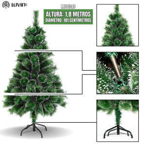 Árvore De Natal Pom Pom Verde Com Pontas Nevada 1,80m 360 Galhos Grande Pinheiro Toque De Neve Cheia Luxo