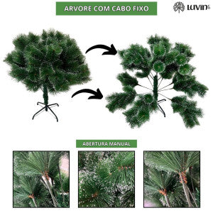 Árvore De Natal Pom Pom Verde Com Pontas Nevada 2,10m 500 Galhos Grande Pinheiro Toque De Neve Cheia Luxo