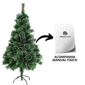 Árvore De Natal Pom Pom Verde Com Pontas Nevada 2,10m 500 Galhos Grande Pinheiro Toque De Neve Cheia Luxo