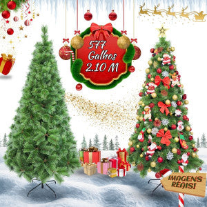 Árvore De Natal Pompom 577 Galhos 2.10m Luxo Grande Cheia Verde Mesclado