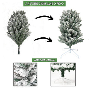 Árvore Natal Slim Nevada 1,80m 500 Galhos Pinheiro Tradicional Fina Luxo Cheia Luvinco