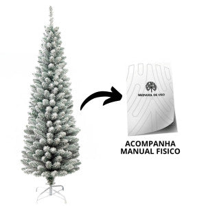 Árvore Natal Slim Nevada 2,40m 800 Galhos Pinheiro Tradicional Fina Luxo Cheia Luvinco