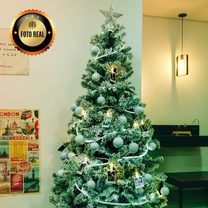 Árvore De Natal Pinheiro Nevada 1,80m 600 Galhos Premium Tradicional Grande Branca Cheia Neve Luxo Luvinco