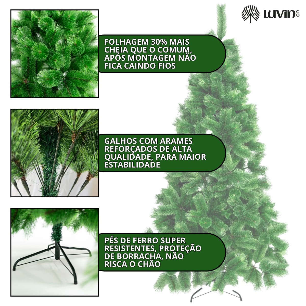Árvore De Natal Pompom 577 Galhos 2.10m Luxo Grande Cheia Verde Mesclado