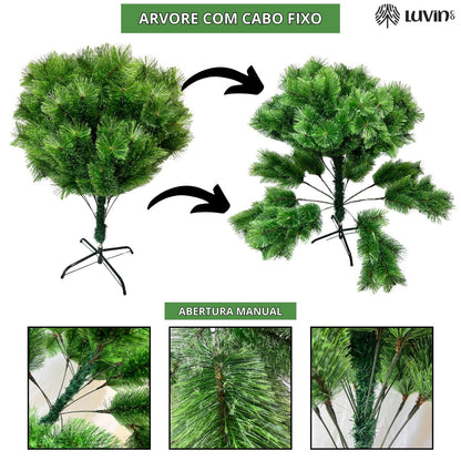 Árvore De Natal Pompom 577 Galhos 2.10m Luxo Grande Cheia Verde Mesclado
