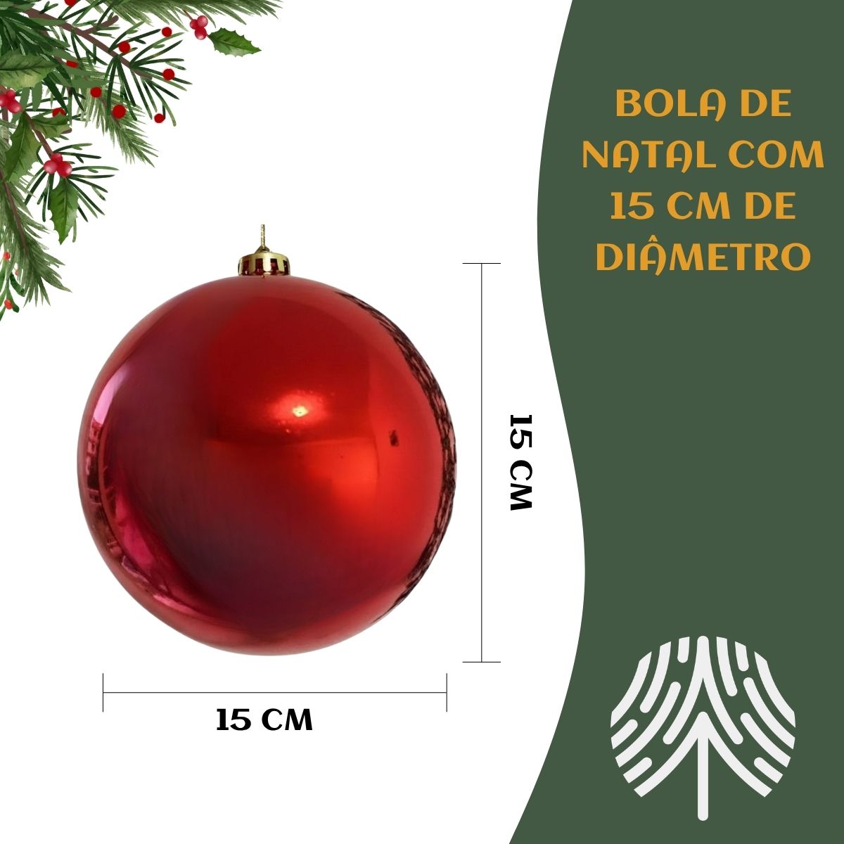 Bola De Natal Grande 15cm Gigante Lisa Enfeite Natalino  Decoração Árvore de Natal