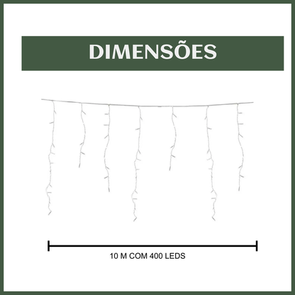 Cascata 400 Leds Pisca 8 Funções 10 Metros Luzes de Iluminação Perfeita Para Sua Fachada