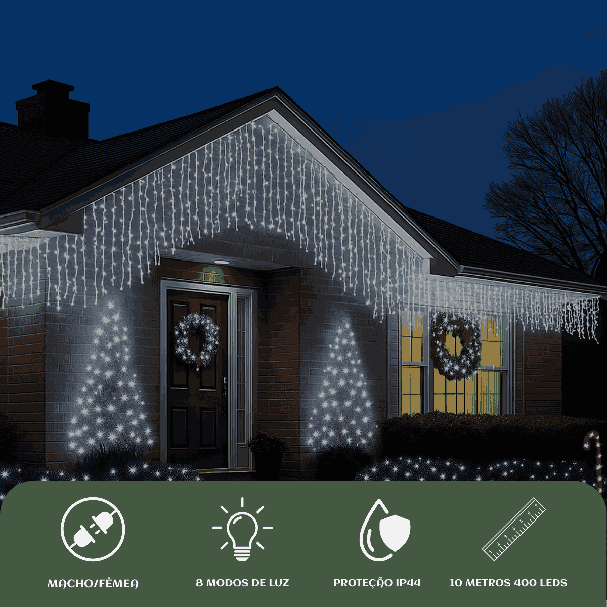 Cascata 400 Leds Pisca 8 Funções 10 Metros Luzes de Iluminação Perfeita Para Sua Fachada