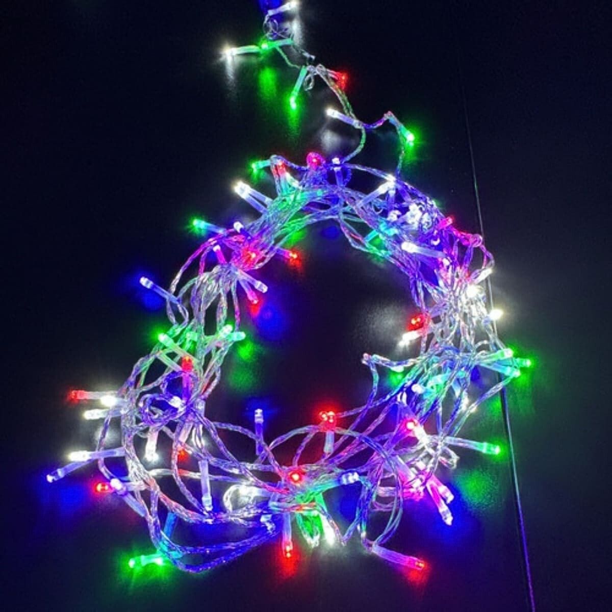 Cordão Pisca de Natal 100 Leds 10 metros Fio Transparente 8 Funções Decoração Para Árvores, Casa e Festas  LuvinCo