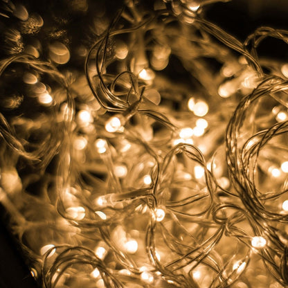 Cordão Pisca de Natal 500 Leds 50 metros Fio Transparente 8 Funções Decoração Para Árvores, Casa e Festas LuvinCo
