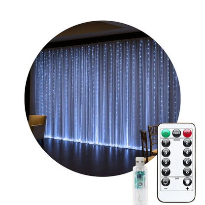 Cortina 300 Leds 3x3m Pisca Pisca USB IP44 8 Modos De Iluminação Luzes De Fada Decoração Natal Festa LuvinCo