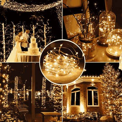 Fio De Fada 100 Led 10 Metros IP44  Bateria Cordão Pisca Luzes Lâmpadas Festa Decoração Árvore de Natal LuvinCo