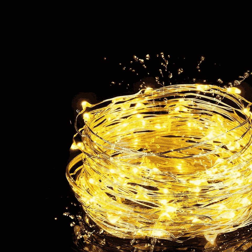 Fio De Fada 100 Led 10 Metros IP44  Bateria Cordão Pisca Luzes Lâmpadas Festa Decoração Árvore de Natal LuvinCo
