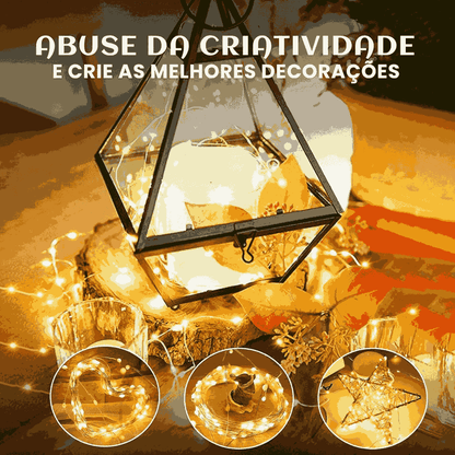 Fio De Fada 100 Led 10 Metros IP44  Bateria Cordão Pisca Luzes Lâmpadas Festa Decoração Árvore de Natal LuvinCo