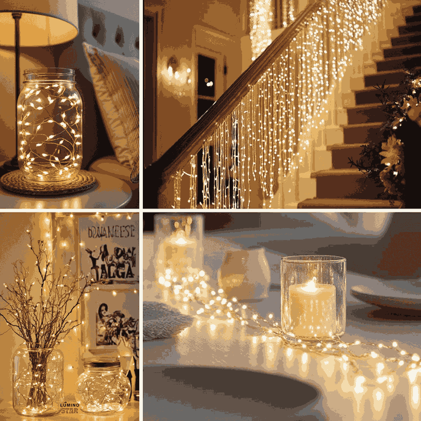 Fio De Fada 100 Led 10 Metros IP44  Bateria Cordão Pisca Luzes Lâmpadas Festa Decoração Árvore de Natal LuvinCo