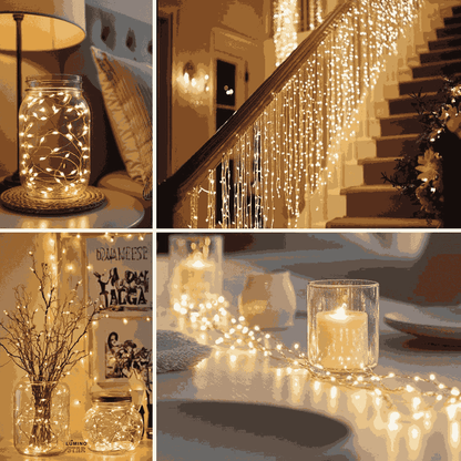 Fio De Fada 100 Led 10 Metros IP44  Bateria Cordão Pisca Luzes Lâmpadas Festa Decoração Árvore de Natal LuvinCo