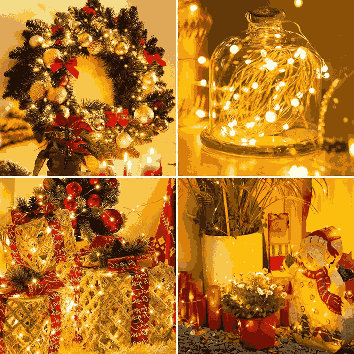 Fio De Fada 100 Led 10 Metros IP44  Bateria Cordão Pisca Luzes Lâmpadas Festa Decoração Árvore de Natal LuvinCo