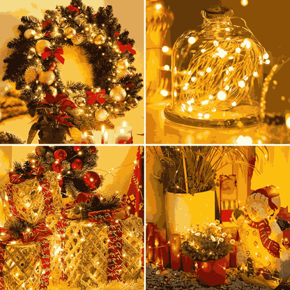 Fio De Fada 100 Led 10 Metros IP44  Bateria Cordão Pisca Luzes Lâmpadas Festa Decoração Árvore de Natal LuvinCo