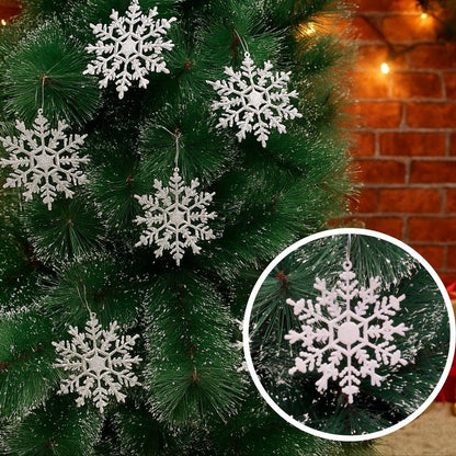 Flocos De Neve 10 Pendentes Grande C/ Glitter Decoração Enfeite Árvore Natal Branco/Vermelho/Dourado