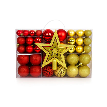 Kit 100 Bolas de Natal Mista Lisas Glitter Decoração Enfeite Árvore de Natal com Ponteira LuvinCo