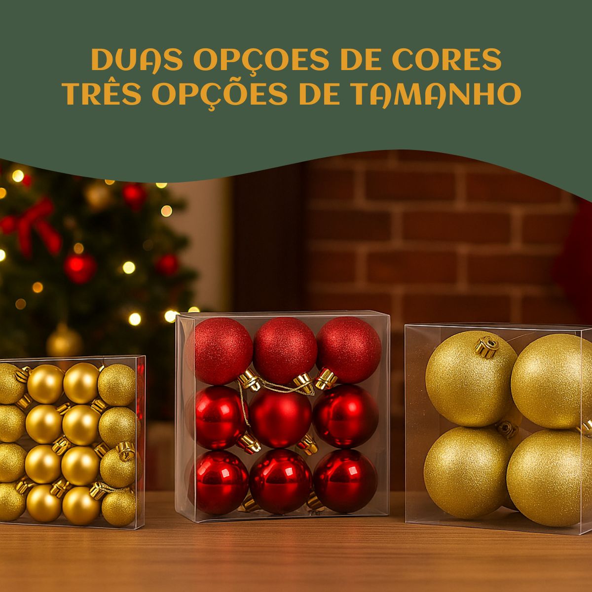 Kit 100 Bolas de Natal Mista Lisas Glitter Decoração Enfeite Árvore de Natal com Ponteira LuvinCo