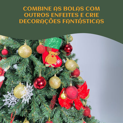 Kit 100 Bolas de Natal Mista Lisas Glitter Decoração Enfeite Árvore de Natal com Ponteira LuvinCo