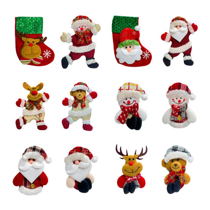 Kit 10/12 Pendentes Pelúcia Enfeite Árvore De Natal Papai Noel Grande 16cm Decoração LuvinCo