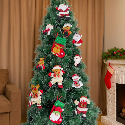 Kit 10/12 Pendentes Pelúcia Enfeite Árvore De Natal Papai Noel Grande 16cm Decoração LuvinCo